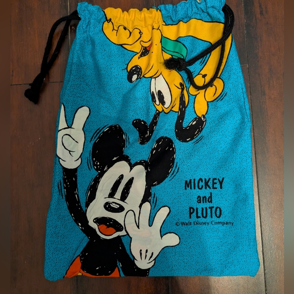 Disney Mickey And Pluto Blue Drawstring Reversibl… - image 1
